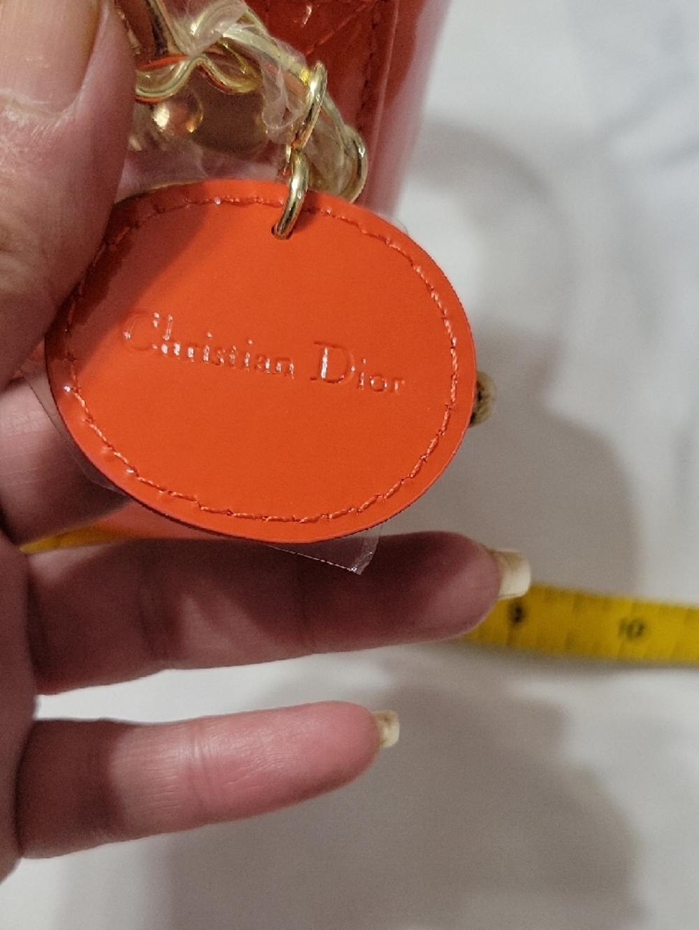 CHRISTAIN DOIR Orange Patent Lady Dior Mini Bag with Gold Hardware - Picture 3 of 16